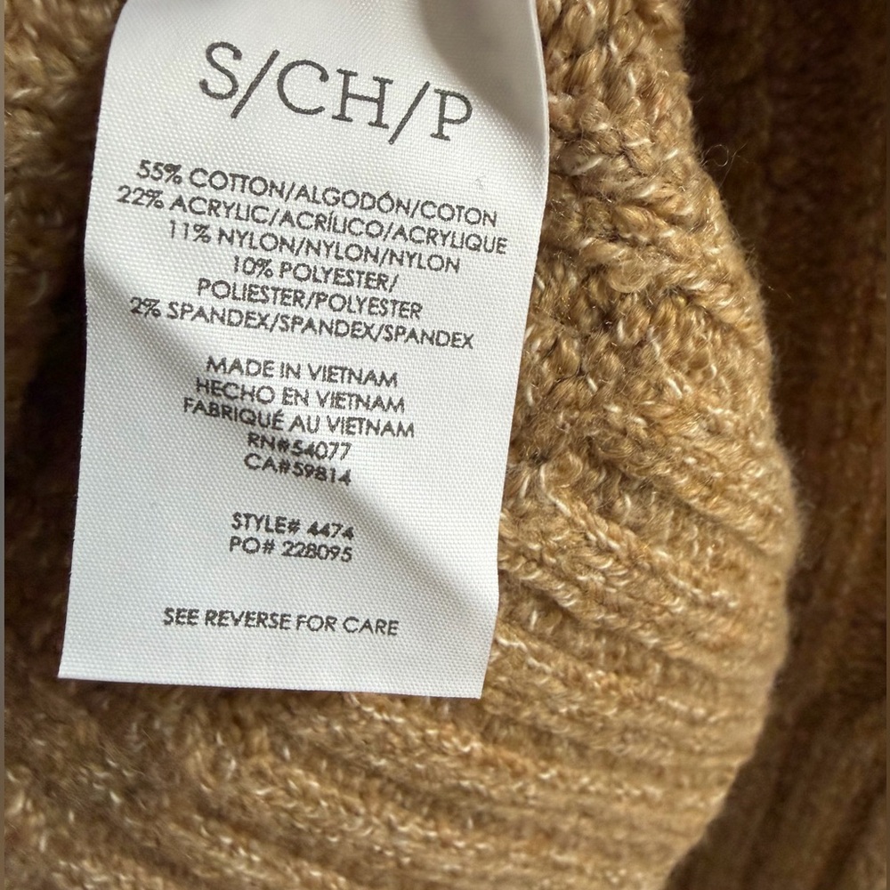 CAbi Chunky Cable Knit Grandpa Cardigan Sweater Beige Small Tan Women’s - Picture 10 of 10